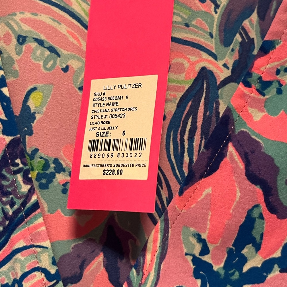 New with tag Lilly Pulitzer dress.  Pink and blue. Christiana stretch dress